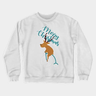 Mr Reindeer having Fun with his Penny-farthing Bicycle Christmas Crewneck Sweatshirt